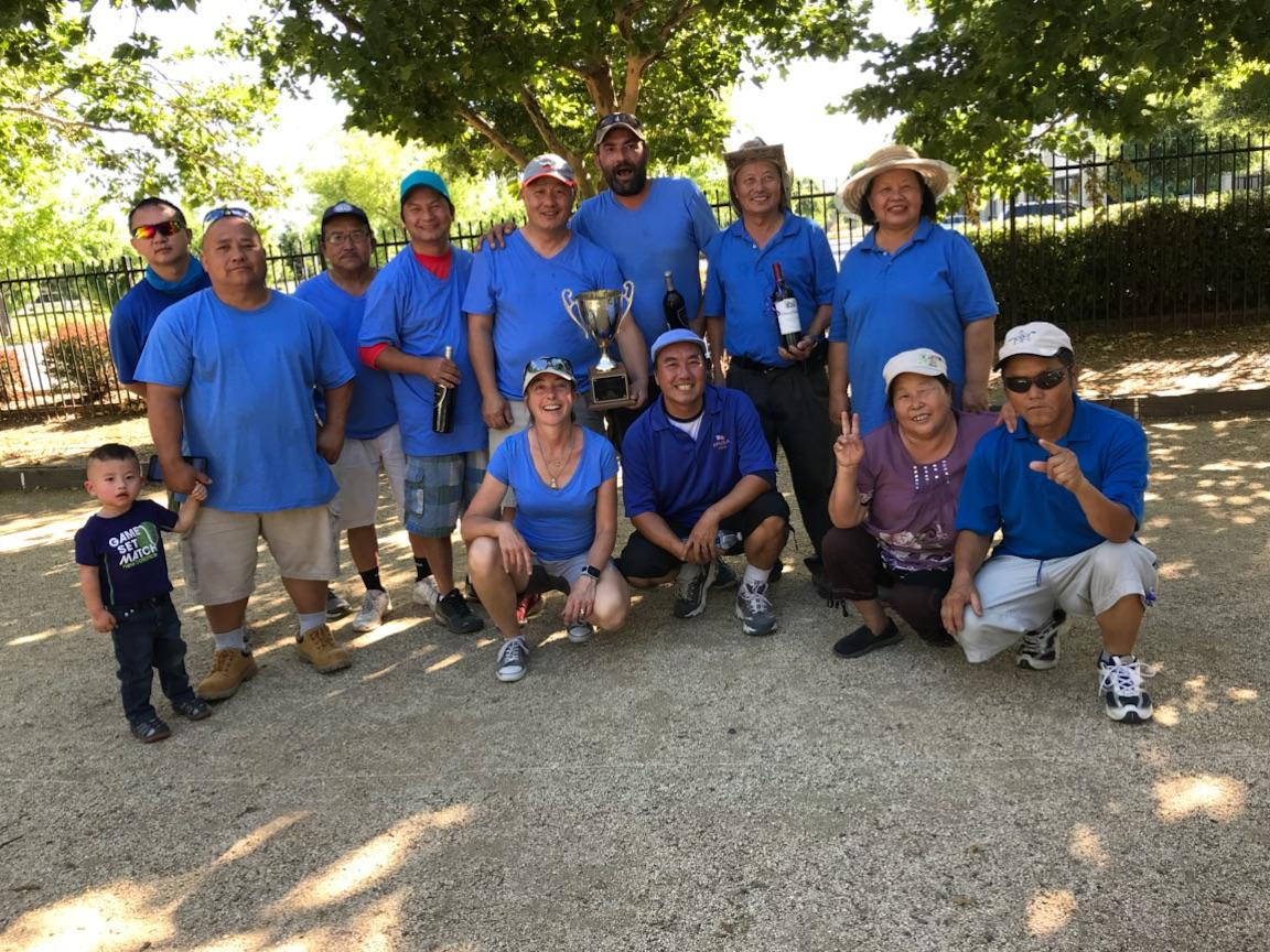 Fresno Pétanque Club members celebrating the club's history